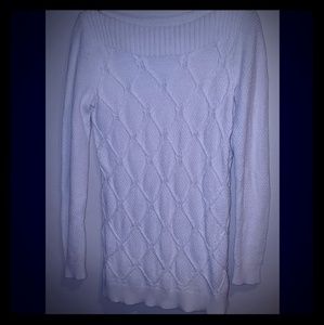 LOFT cable knit sweater. Wide neck. Longer